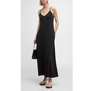 ATM Anthony Thomas Melillo Slub Jersey Spaghetti Strap Tank Maxi Dress Black